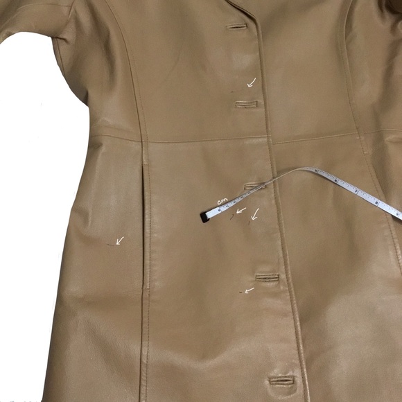size 6 - Vintage Y2K Metro Style Woman’s Tan 100% Leather Shell Coat - Picture 5 of 5